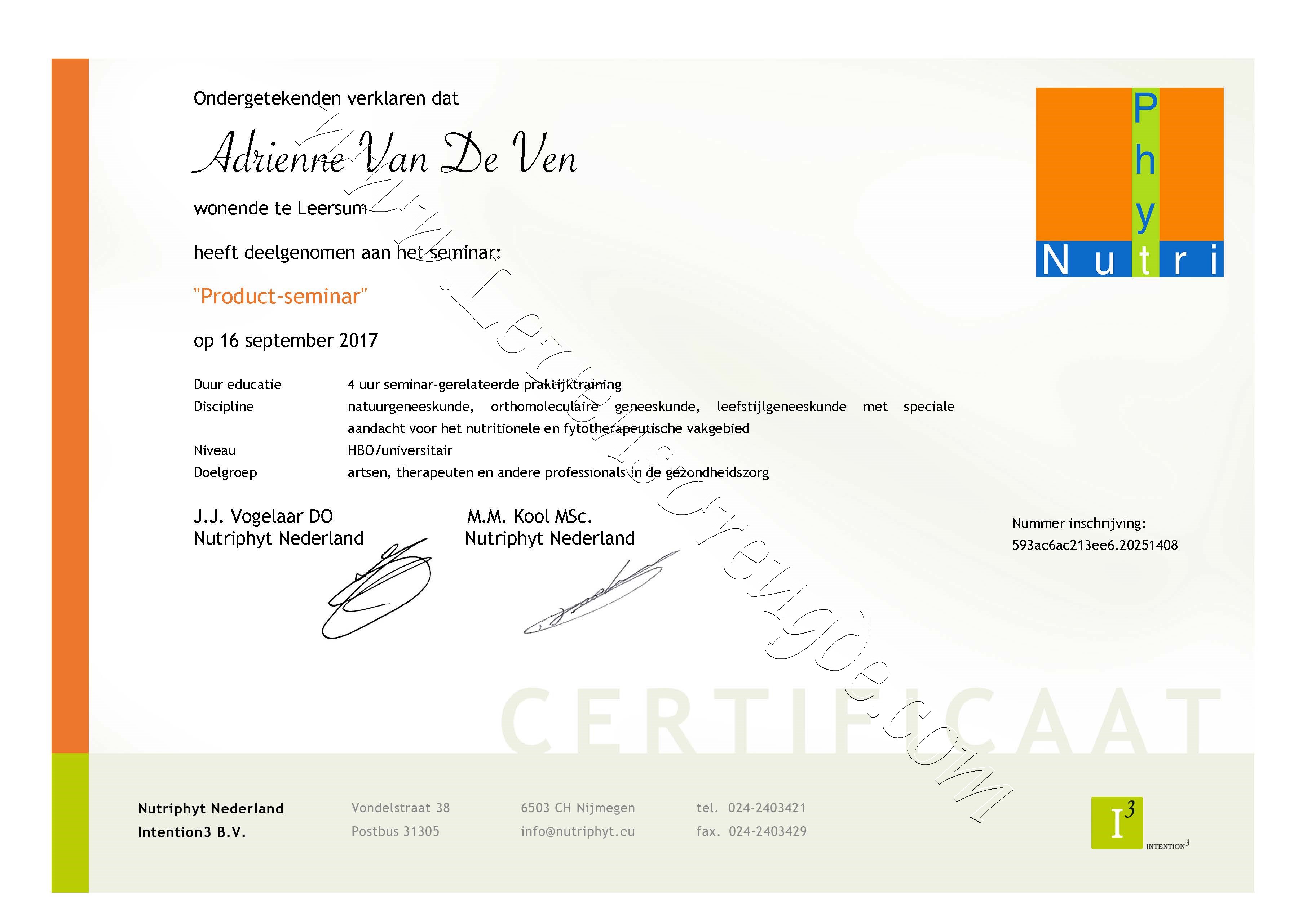 Product Seminar Nutriphyt